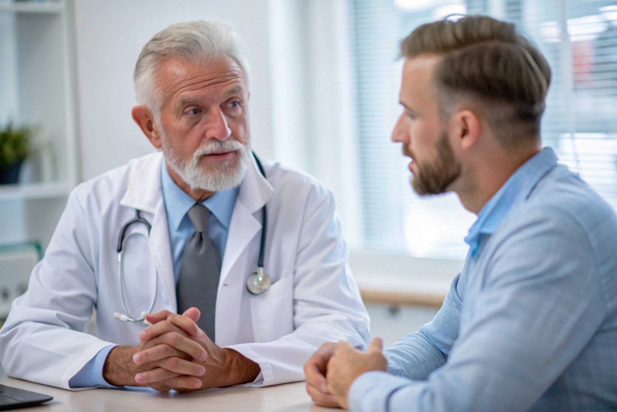 Doctor consulting patient on hormone therapy for low testosterone