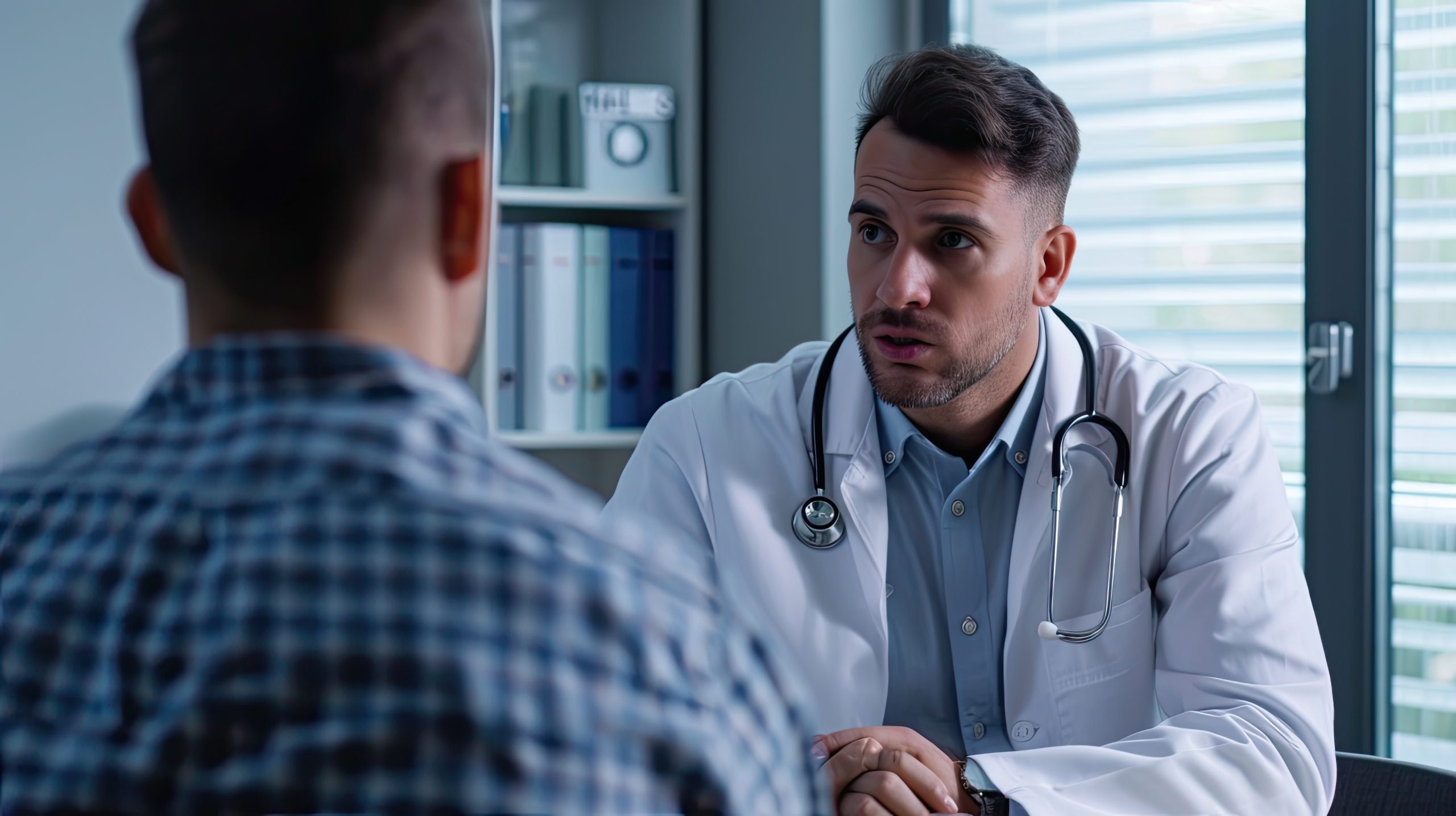 Doctor discussing low testosterone and infertility treatment options